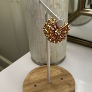 NWT-Pink Rainbow Hoop Bead Earring